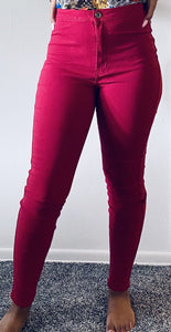 Perfect Fit Jeans-Burgundy