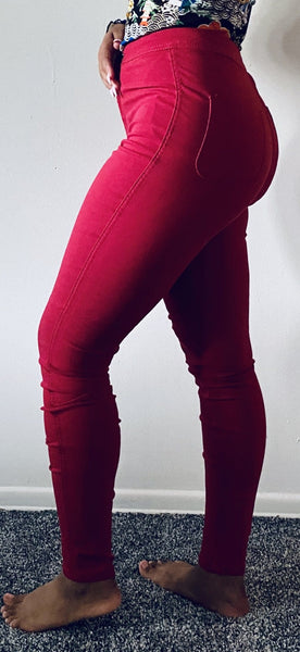 Perfect Fit Jeans-Burgundy