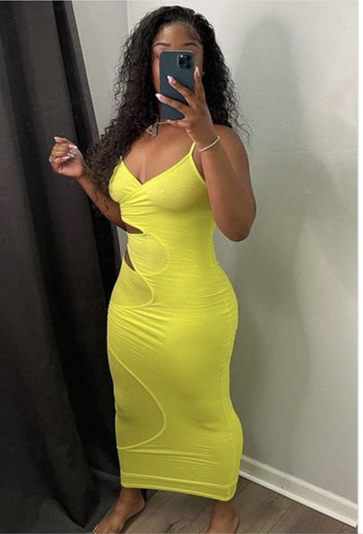 Cut Out Dress - Yellow